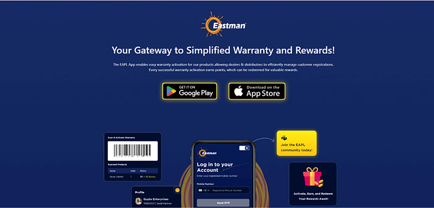 Eastman EAPL warranty and rewards landing page